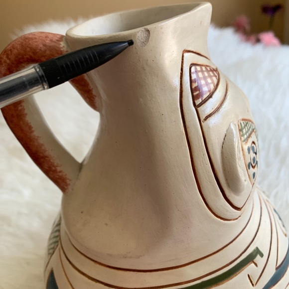 Vintage Mexican Pottery hand painted Pitcher Water/vase X10 - Picture 5 of 12
